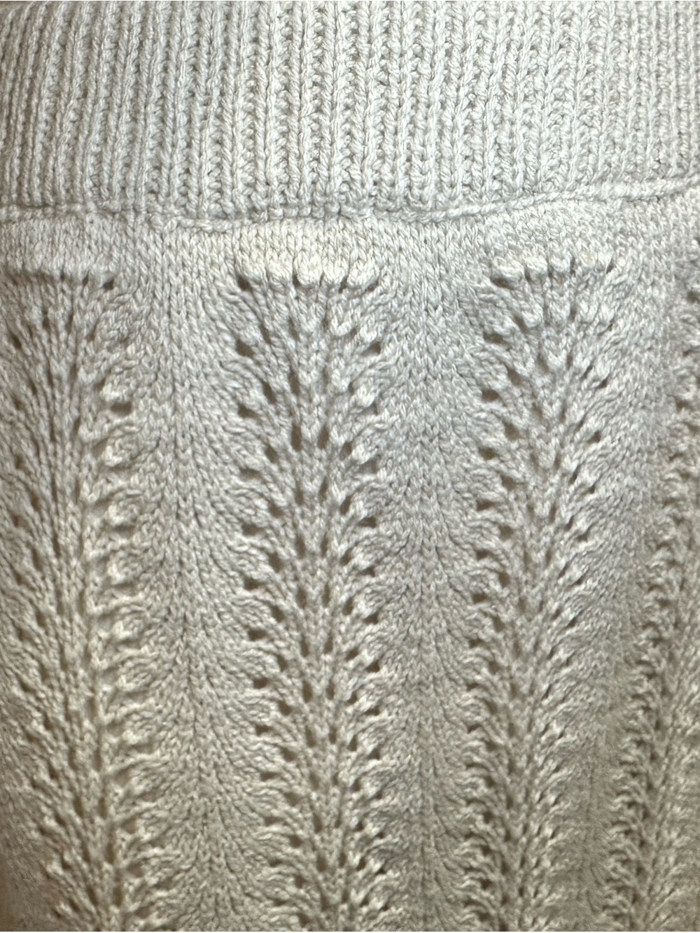 NWT SIZE L Hem & Thread Ivory Knit Midi Skirt with Textured Flounce - Picture 3 of 10